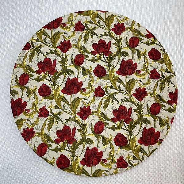 Capa para sousplat - Floral vermelho e verde