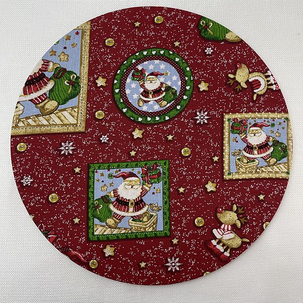 Capa para sousplat - Papai Noel Presente Vemelho