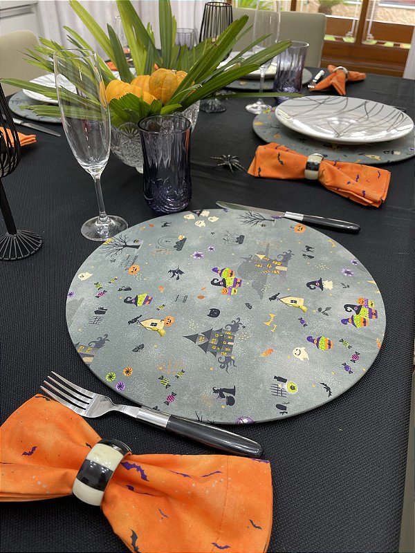 Capa para sousplat - Halloween fundo cinza