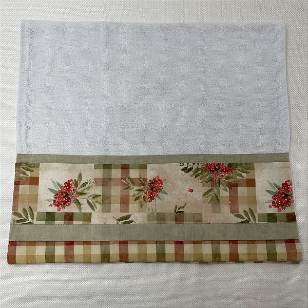 Pano de prato Quadriculado com Azevinho - trama fechada