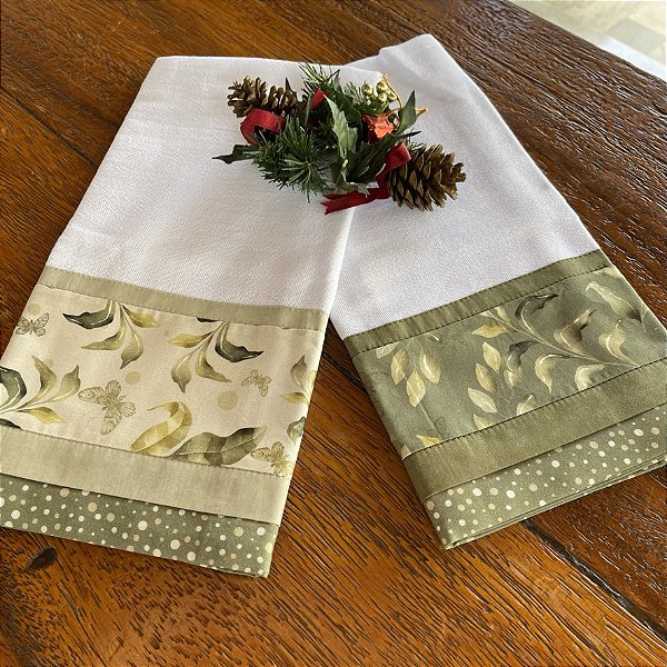 Pano de prato folhagens - fundo bege