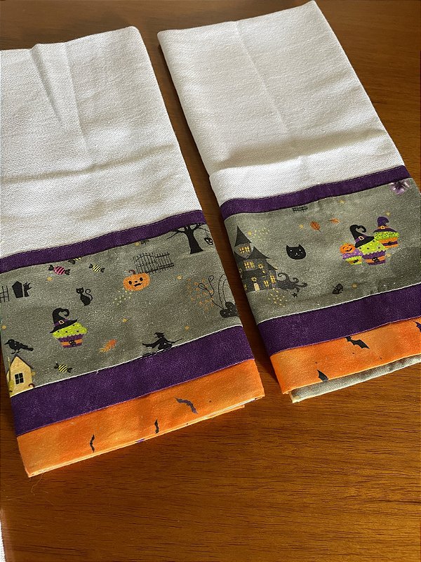 Pano de prato halloween bruxinhas