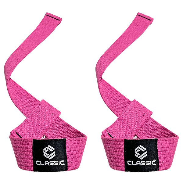 Par - Tala Straps 100% Algodão Musculação Academia - Rosa - Classic
