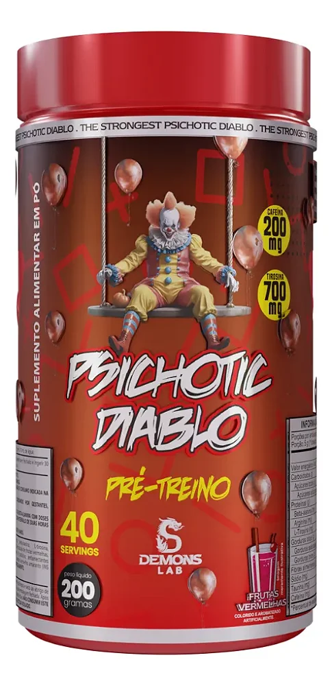 Pré Treino Psichotic Diablo 200g Frutas Vermelhas Demons Lab
