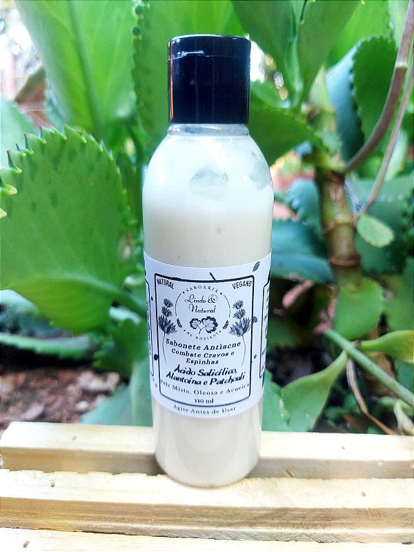 Sabonete Antiacne Ácido Salicílico - Acne, Cravos, Espinhas e Oleosidade - Vegano/Natural 110 ml