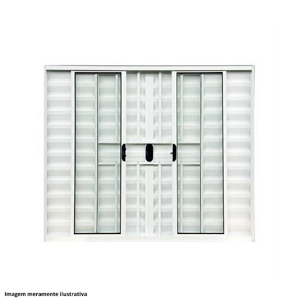 Veneziana 6 folhas com grade Branca