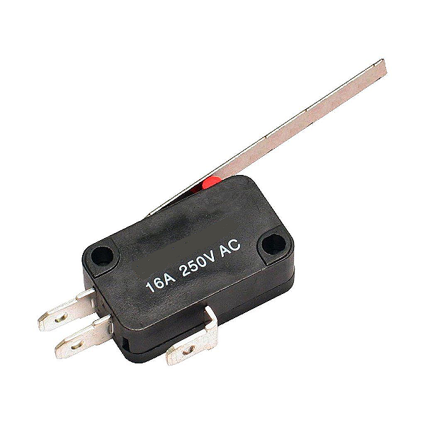 CHAVE MICRO SWITCH 16A SEM ROLDANA COM HASTE 60MM 3 TERMINAIS NORMALMENTE ABERTA NORMALMENTE FECHADA  (NA/NF NO/NC)