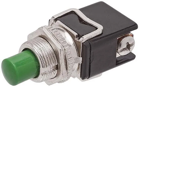 CHAVE PUSH BUTTON PULSANTE 8A 125V 4A 250V 2 TERMINAIS VERDE NORMALMENTE ABERTA