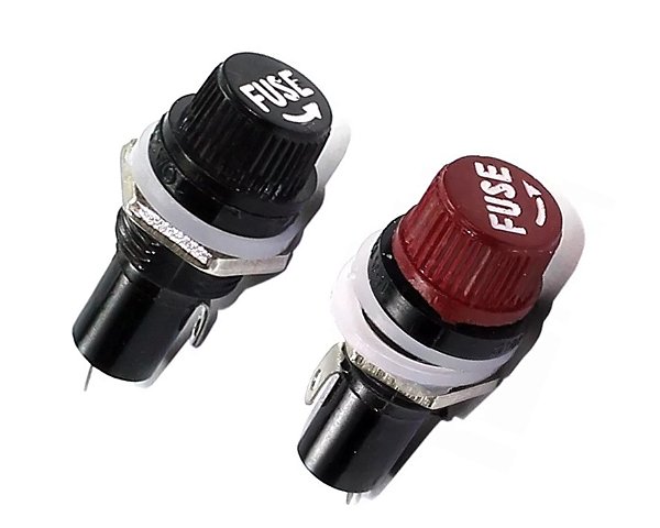 PORTA FUSIVEL ROSCA PARA PAINEL 5X20 PRETO VERMELHO