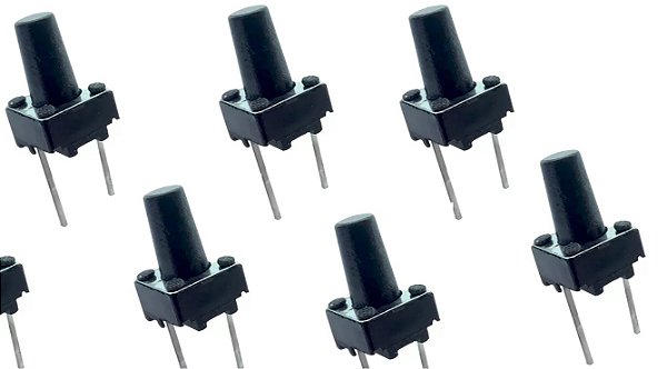 CHAVE TOQUE MICRO CHAVE TACTIL 2 PINOS ARDUINO DIP 6X6X9,5MM
