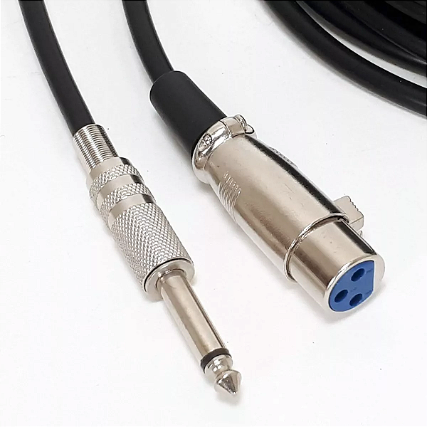 CABO MICROFONE VIOLAO XLR CANNON FEMEA X P10 MONO 5 METROS
