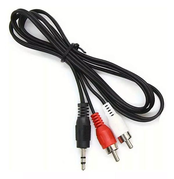 CABO AUXILIAR AUDIO P2 STEREO X 2RCA NIQUELADO 1,8M
