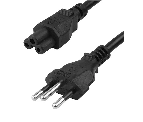 CABO DE FORÇA TRIPOLAR PARA FONTE NOTEBOOK 180 GRAUS MACHO 180 GRAUS FEMEA 10A 3X0,75MM