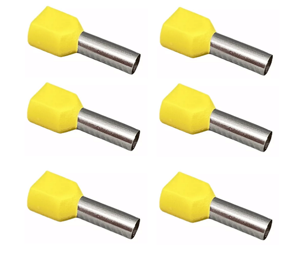 TERMINAL PRÉ-ISOLADO TUBULAR ILHOS TUBO DUPLO 6,0MM² 14MM TPT20614