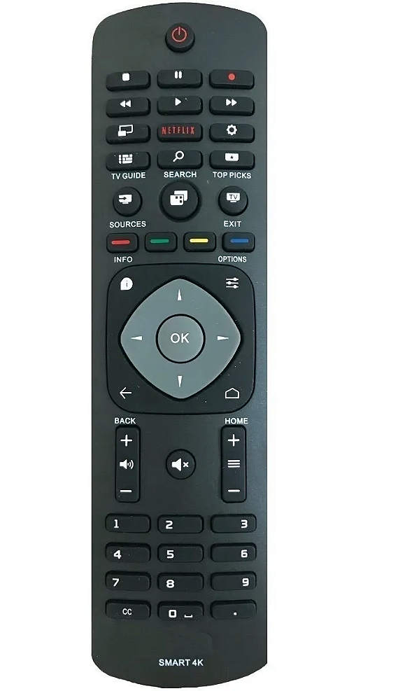 CONTROLE REMOTO PARA TELEVISÃO PHILIPS SMART 4K COM TECLA NETFLIX