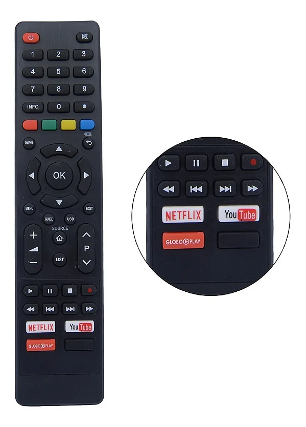 CONTROLE REMOTO PARA TELEVISÃO PHILCO 4K COM TECLA NETFLIX GLOBOPLAY YOUTUBE