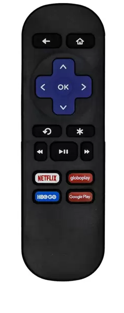 CONTROLE REMOTO PARA RECEPTOR ROKU EXPRESS COM TECLAS HBO GO GLOBOPLAY GOOGLE PLAY