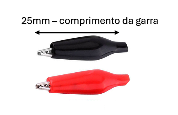GARRA JACARÉ PEQUENA 2,5CM 25MM VERMELHA E PRETA