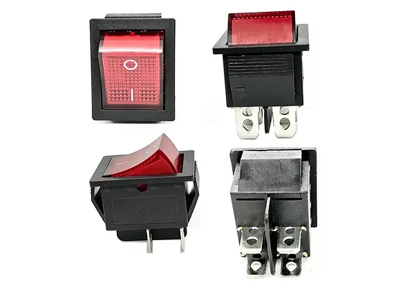 CHAVE GANGORRA KCD4-201 4T LIGA/DESLIGA VERMELHA 16A 250V 20A 125V