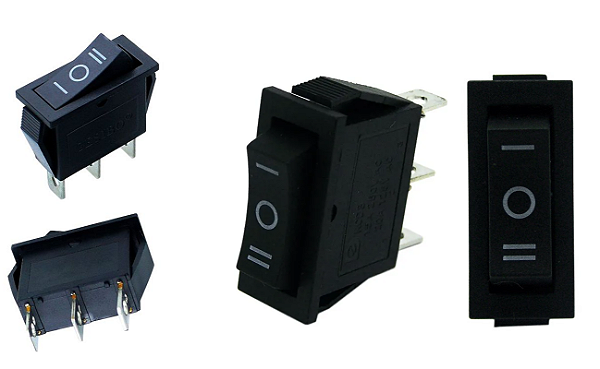CHAVE GANGORRA KCD3-103 3T LIGA/DESLIGA/LIGA PRETA 15A 250V 20A 125V