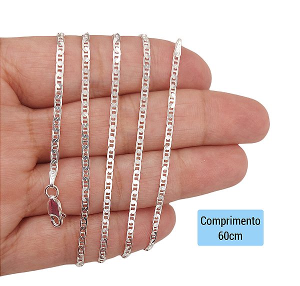 Corrente Piastrine Masculina 60cm Prata 925