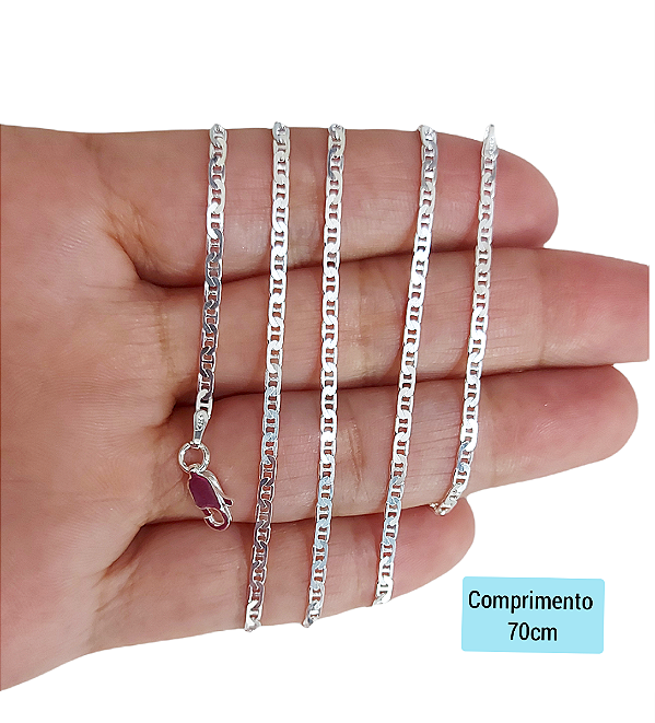 Corrente Piastrine Masculina 70cm Prata 925