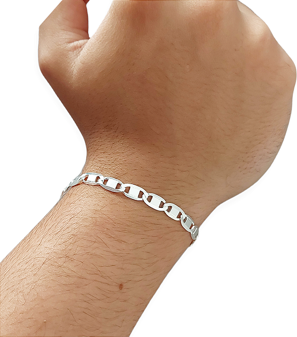 Pulseira Piastrine Masculina Prata 925 Original