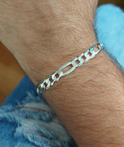 Pulseira de Prata 925 Italiana Flat 3x1 maciça