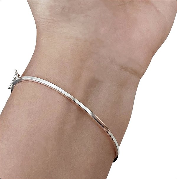 Bracelete Fio Quadrado Oval Prata 925