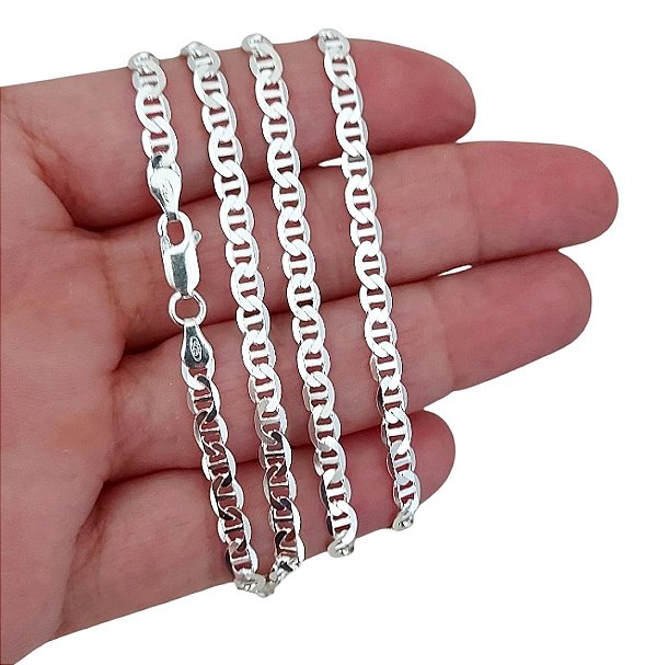 Corrente Masculina PiastrineTampinha Prata 925 60cm 4,5mm