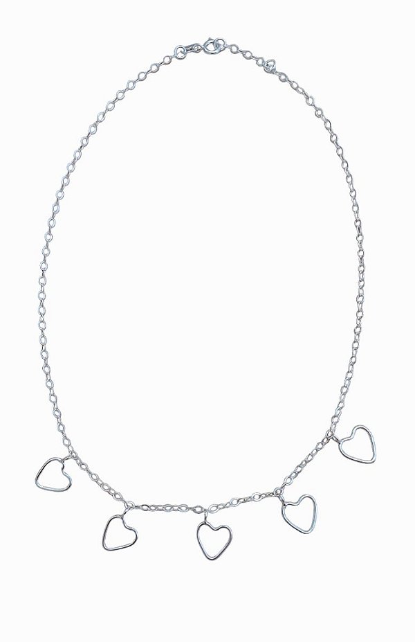 Corrente Choker Coração Prata 925 Original