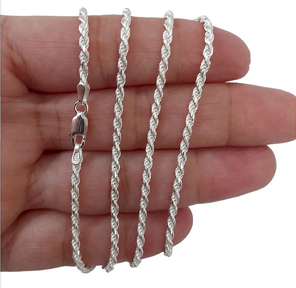 Corrente Cordão Baiano Maciça Prata de Lei 925 45cm