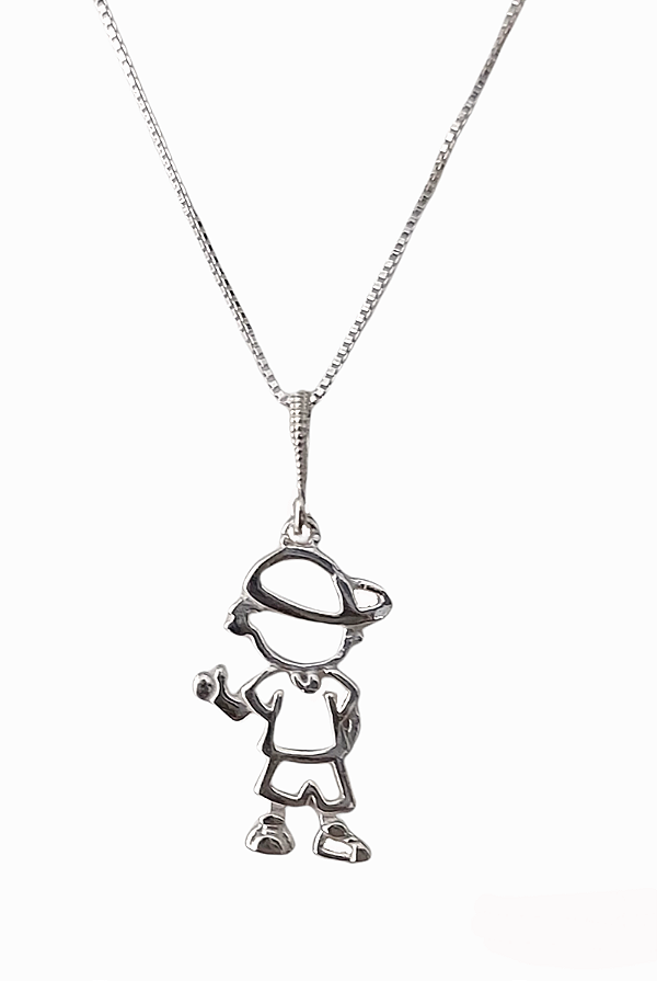 Corrente Com Pingente Menino Filho Prata 925 50cm
