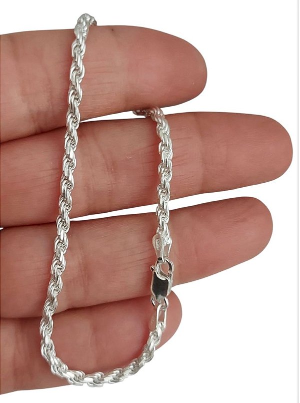 Pulseira Cordão Baiano Prata de Lei Maciça Teor 925