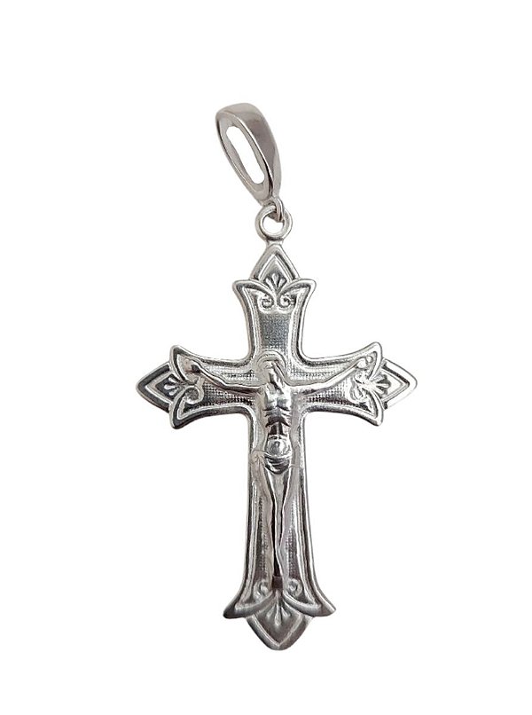 Pingente Cruz Crucifixo Jesus Cristo Maciço Prata 925