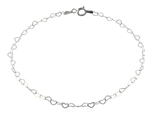 Tornozeleira Elos De Coração Prata 925