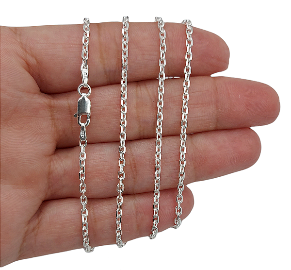 Corrente Cadeado Italiana Prata 925 Maciça 70cm