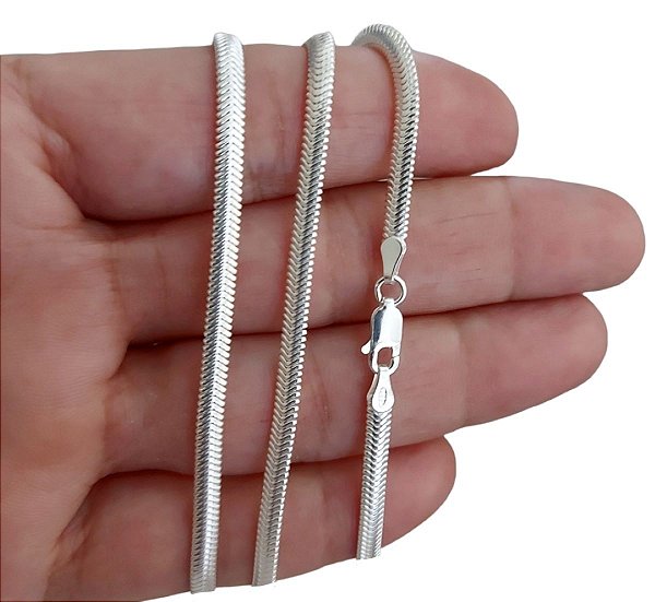 Corrente Lacraia Maciça Prata de Lei Original Teor 925 45cm