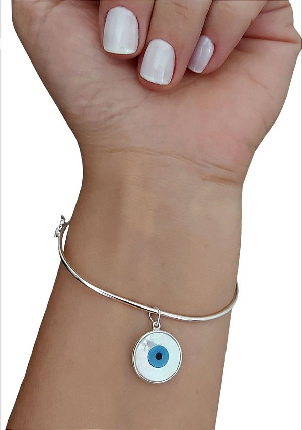 Bracelete Olho Grego Madrepérola Prata 925