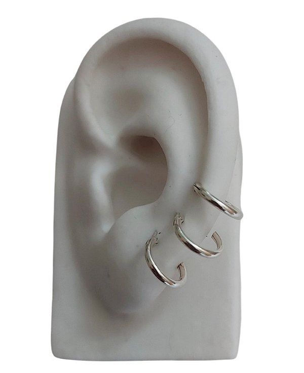 Trio De Brinco de Argolinha 1cm Prata 925 Original