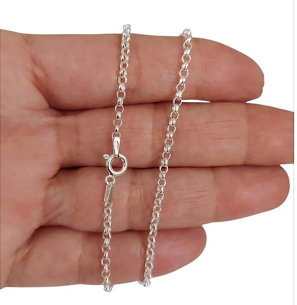 Corrente Choker Feminina Elo Português 40cm Prata 925