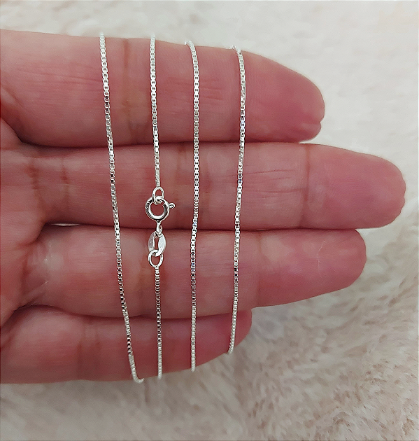 Corrente Veneziana Italiana 70 cm Reforçada Prata Maciça 925