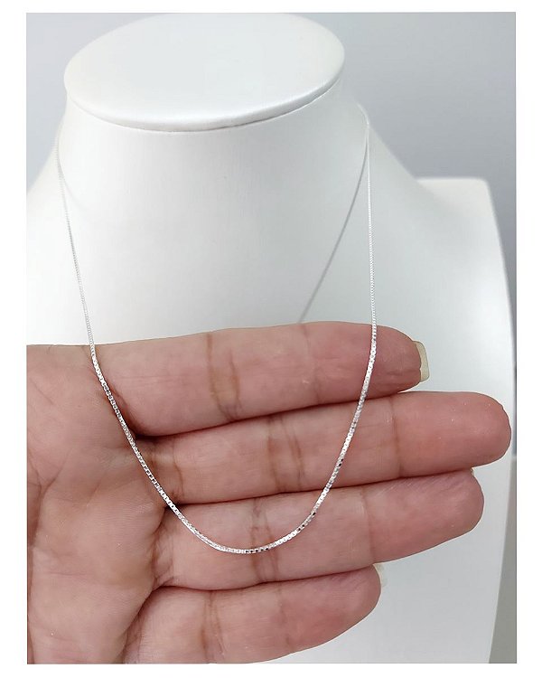 Corrente Choker Feminina Veneziana Italiana 40cm Prata 925 Original