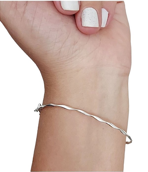 Pulseira Bracelete Feminino Torcido Prata 925