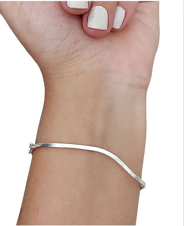 Pulseira Bracelete Ondulado Prata 925