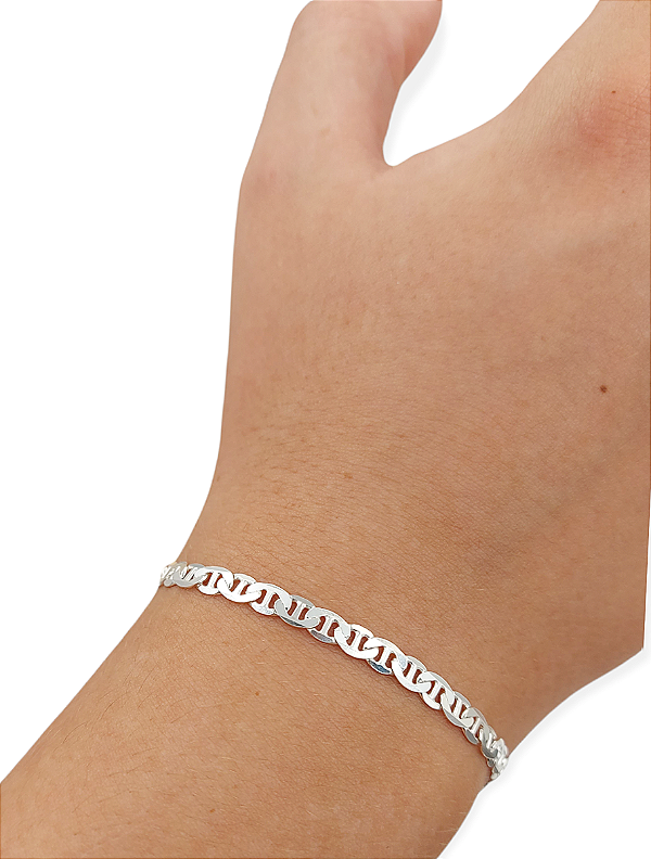 Pulseira Masculina Piastrine Diamantada Prata Italiana 925 Original