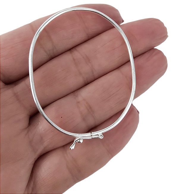 Bracelete Feminino Infantil Arredondado Maciço Prata 925