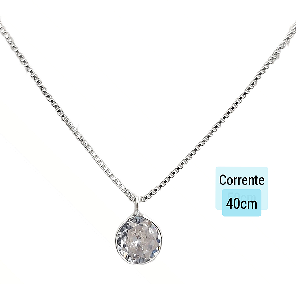 Corrente de Prata 925 com Ponto de Luz de Zirconia 40cm