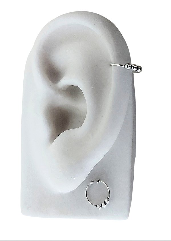 Pircing Fake de Orelha Par Prata 925 Original