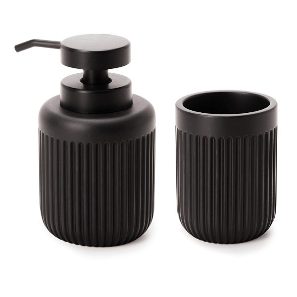 KIT PARA BANHEIRO LINES PRETO - 2 PEÇAS